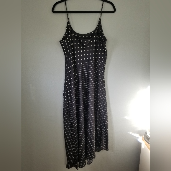 Women's Midi Slip Dress - A New Day Black Polka Dots L - Picture 3 of 6
